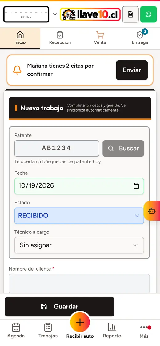 Pantalla para recibir un auto con la patente